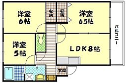 矢野ビル 3DKの間取図画像
