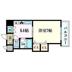 ベルレージュ二葉の里 1Kの間取図画像
