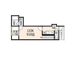 M・テラス藤垂園壱番舘 1LDKの間取図画像