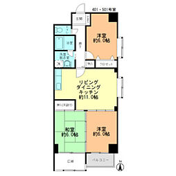 コーポマルゼン 3LDKの間取図画像