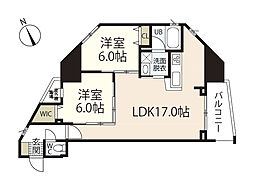 ザ・マジェスティー白島九軒町 2LDKの間取図画像