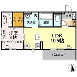 ハムステッドガーデン 1LDKの間取図画像