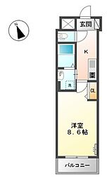 コニーアパートメント 1Kの間取図画像