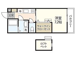 宝樹アダム 1Kの間取図画像