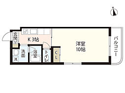 リバーハイム古市 1Kの間取図画像