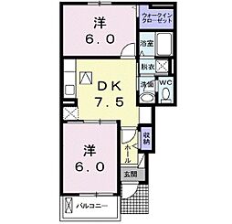 ブリーゼ1 2DKの間取図画像
