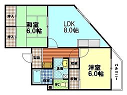 奥田ビル 2DKの間取図画像