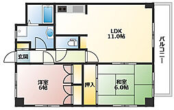 楽々園Nビル 2LDKの間取図画像