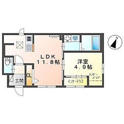 仮)リバーヒルズ戸坂大上 1LDKの間取図画像