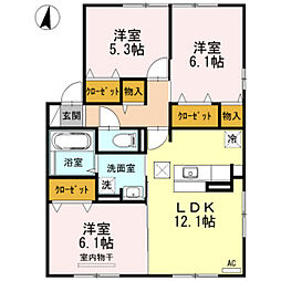 フラワーハイム寺家 3LDKの間取図画像