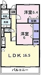 モラーダ上安 2LDKの間取図画像