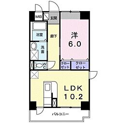 クレッシェンド 1LDKの間取図画像