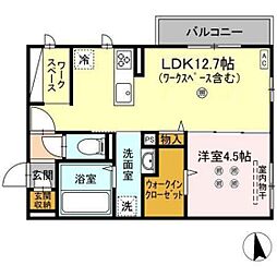 ハムステッドガーデン 1LDKの間取図画像