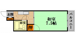第一大下ビル 1Kの間取図画像