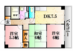 ルネッサンス末森 3DKの間取図画像