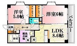 ボヌールマスダ2 2DKの間取図画像