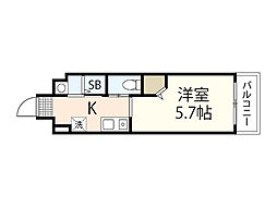 LEDOME府中 1Kの間取図画像