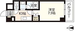 シャルマン財官3 1Kの間取図画像