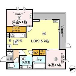 ミネット舟入南 2LDKの間取図画像