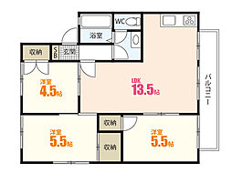 セジュール堀田 3LDKの間取図画像