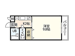 KSビル 1Kの間取図画像