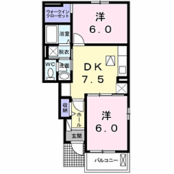 ガーデンハウスエクセレントC 2DKの間取図画像