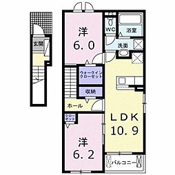カーサグランデC 2LDKの間取図画像