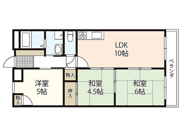 広島県広島市中区舟入中町(賃貸マンション3LDK・5階・59.40㎡)の写真 その2