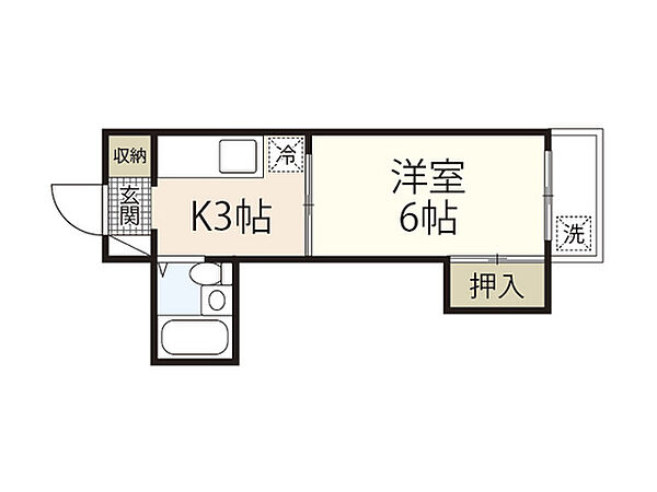 広島県広島市東区牛田本町4丁目(賃貸マンション1K・3階・24.00㎡)の写真 その2