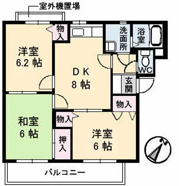 広島県広島市東区戸坂中町(賃貸マンション3DK・3階・56.83㎡)の写真 その2