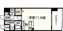 JR山陽本線 広島駅 徒歩26分の賃貸マンション 13階ワンルームの間取り