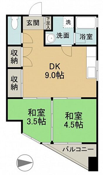 広島県広島市西区西観音町(賃貸マンション2LDK・4階・40.00㎡)の写真 その2