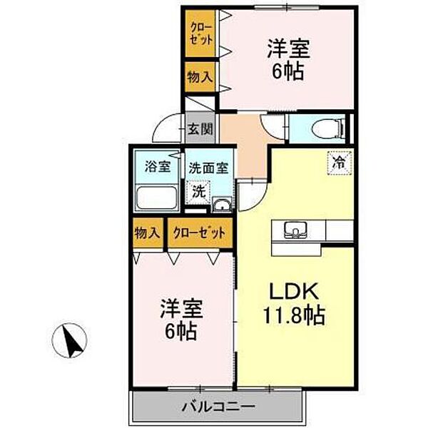 プリマベーラIII ｜広島県広島市安佐南区川内4丁目(賃貸アパート2LDK・2階・54.97㎡)の写真 その2