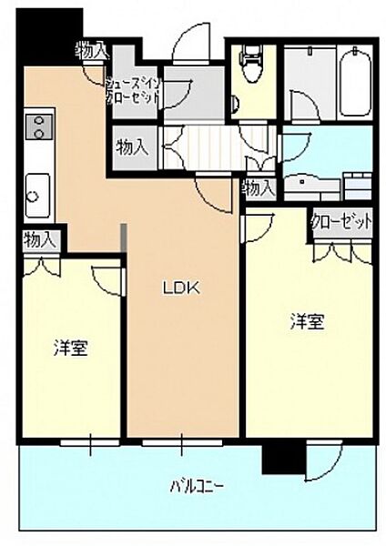 広島県広島市東区若草町(賃貸マンション2LDK・3階・55.71㎡)の写真 その2