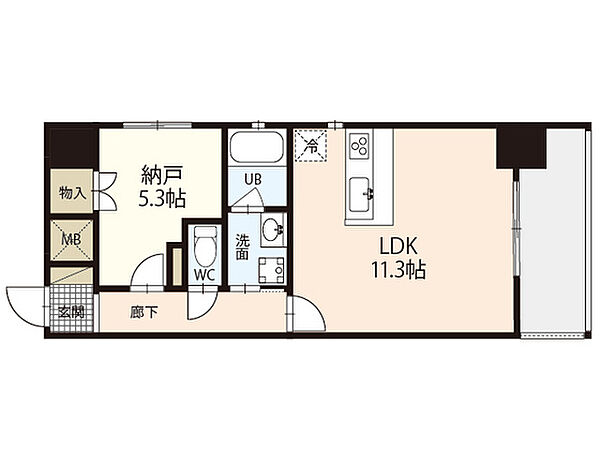 広島県広島市中区宝町(賃貸マンション1LDK・11階・44.50㎡)の写真 その2