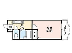 ルーテシア大野 1階1Kの間取り