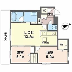 Ａｄｏｎｉｓ長束 1階2LDKの間取り