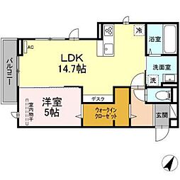 D-room中野 1LDKの間取図画像