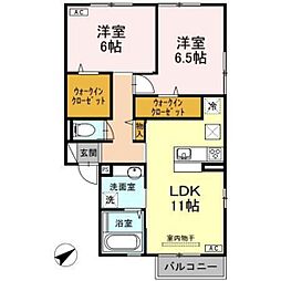 クレスト長束西 1階2LDKの間取り