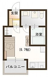 PREGO城内 ワンルームの間取図画像