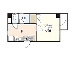 Fビル 3階1Kの間取り