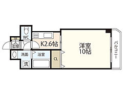 プロヴァンス十日市 6階1Kの間取り