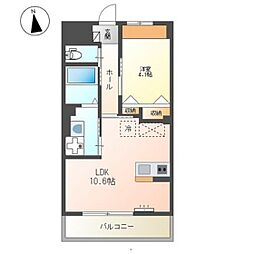 アリエス八本松 3階1LDKの間取り