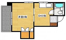 倉本第一ビル 1DKの間取図画像