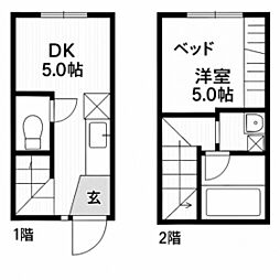 カリブ海老園 1DKの間取図画像