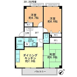 フォブールK's 3DKの間取図画像