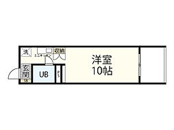 ロイヤル比治山 7階ワンルームの間取り