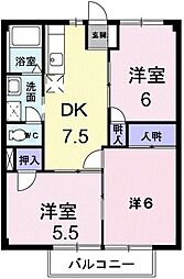 ジョイ梅田 1階3DKの間取り