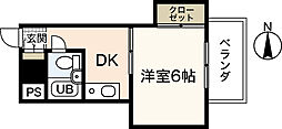 第1片山ビル 1Kの間取図画像