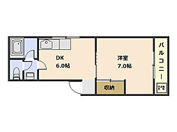 山本マンション 1DKの間取図画像